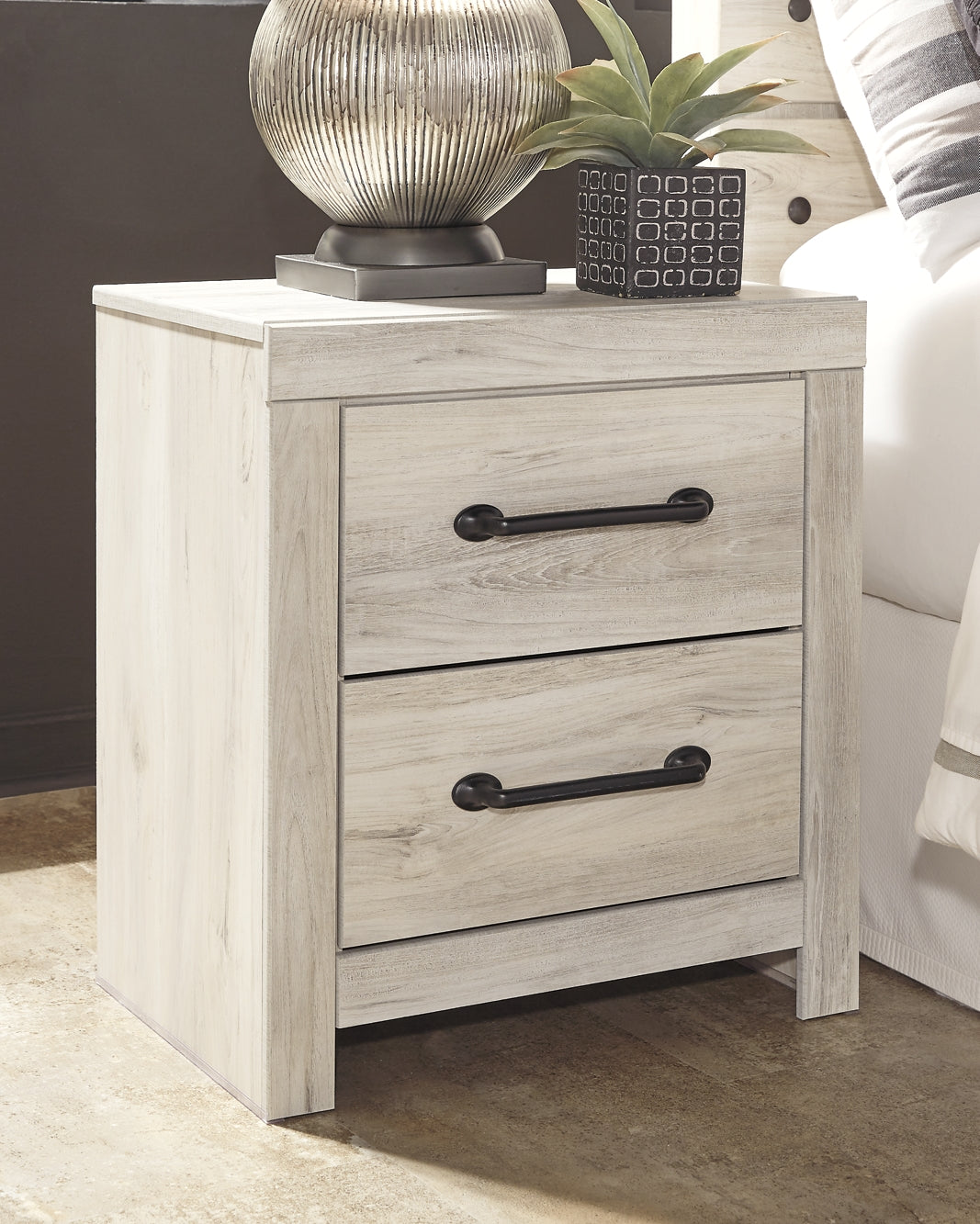 Cambeck King/California King Upholstered Panel Headboard with Mirrored Dresser and 2 Nightstands at Walker Mattress and Furniture Locations in Cedar Park and Belton TX.