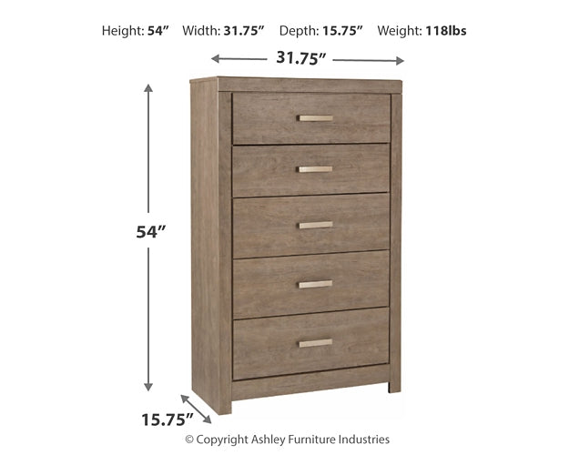 Culverbach Queen Panel Bed with Mirrored Dresser and Chest at Walker Mattress and Furniture Locations in Cedar Park and Belton TX.