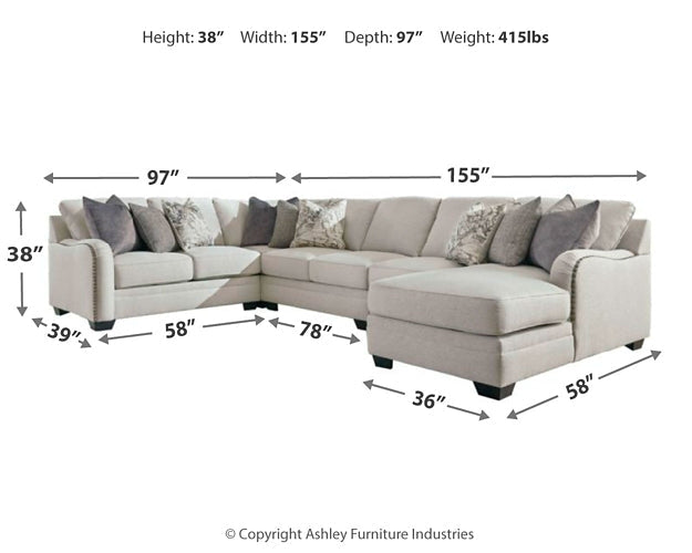 Dellara 5-Piece Sectional with Ottoman at Walker Mattress and Furniture Locations in Cedar Park and Belton TX.