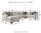 Dellara 5-Piece Sectional with Ottoman at Walker Mattress and Furniture Locations in Cedar Park and Belton TX.