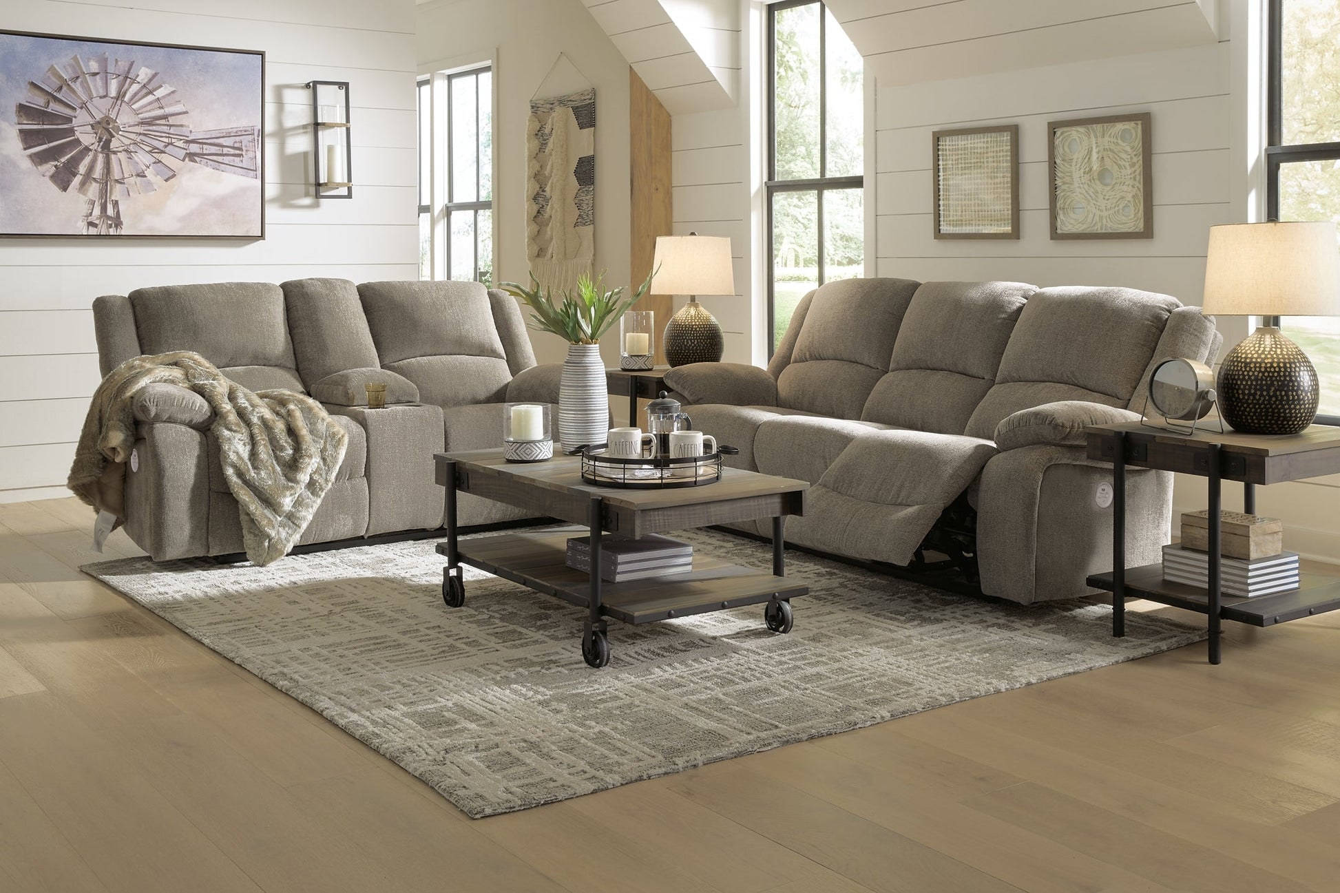 Draycoll Sofa and Loveseat at Walker Mattress and Furniture Locations in Cedar Park and Belton TX.