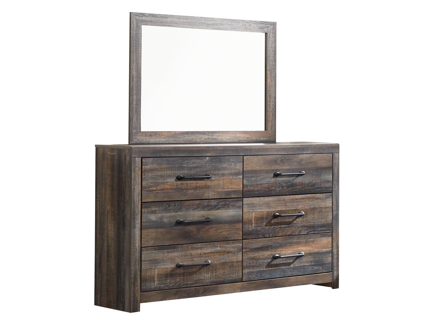 Drystan Full Bookcase Bed with 2 Storage Drawers with Mirrored Dresser, Chest and 2 Nightstands at Walker Mattress and Furniture Locations in Cedar Park and Belton TX.