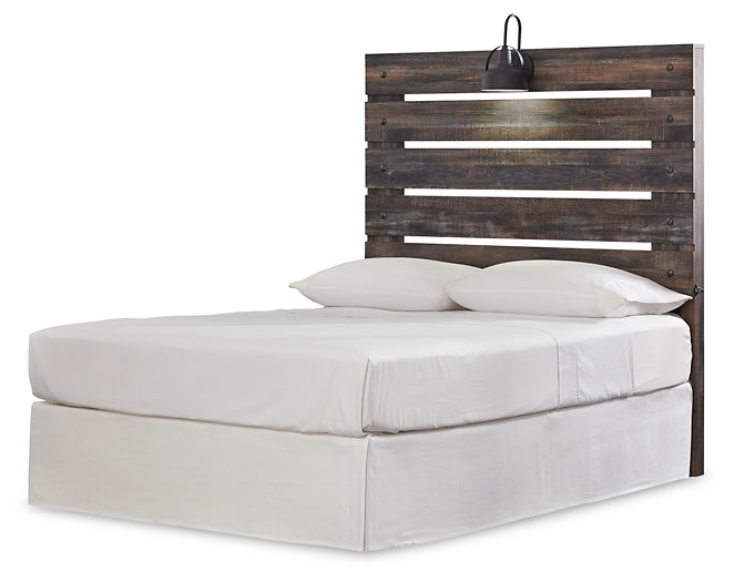 Drystan Full Panel Headboard with Mirrored Dresser, Chest and Nightstand at Walker Mattress and Furniture Locations in Cedar Park and Belton TX.