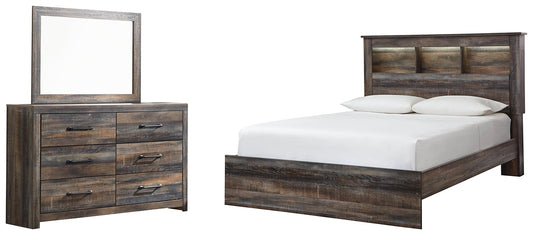 Drystan Queen Bookcase Bed with Mirrored Dresser at Walker Mattress and Furniture Locations in Cedar Park and Belton TX.