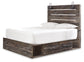 Drystan Queen Panel Bed with 4 Storage Drawers with Mirrored Dresser, Chest and 2 Nightstands at Walker Mattress and Furniture Locations in Cedar Park and Belton TX.