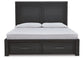 Foyland King Panel Storage Bed with Mirrored Dresser and 2 Nightstands at Walker Mattress and Furniture Locations in Cedar Park and Belton TX.