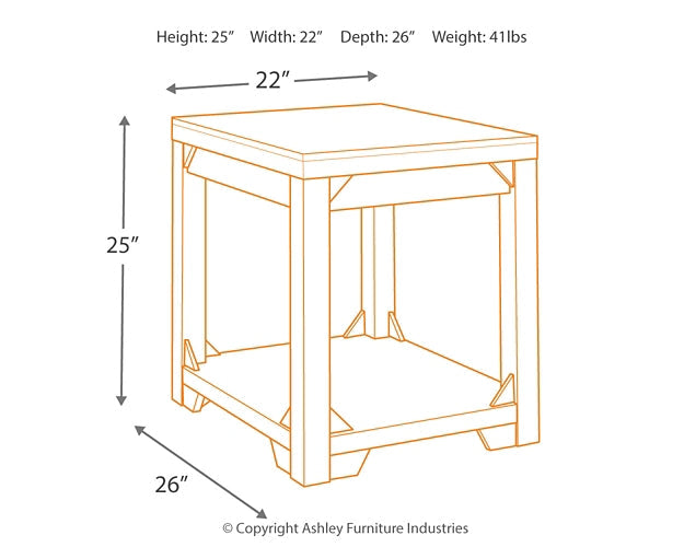 Fregine Rectangular End Table at Walker Mattress and Furniture Locations in Cedar Park and Belton TX.