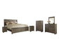 Juararo California King Panel Bed with Mirrored Dresser, Chest and 2 Nightstands at Walker Mattress and Furniture Locations in Cedar Park and Belton TX.