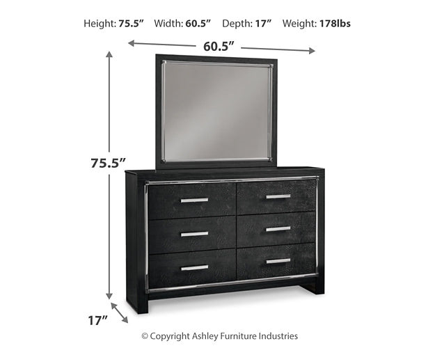 Kaydell King Upholstered Panel Bed with Mirrored Dresser and 2 Nightstands at Walker Mattress and Furniture Locations in Cedar Park and Belton TX.