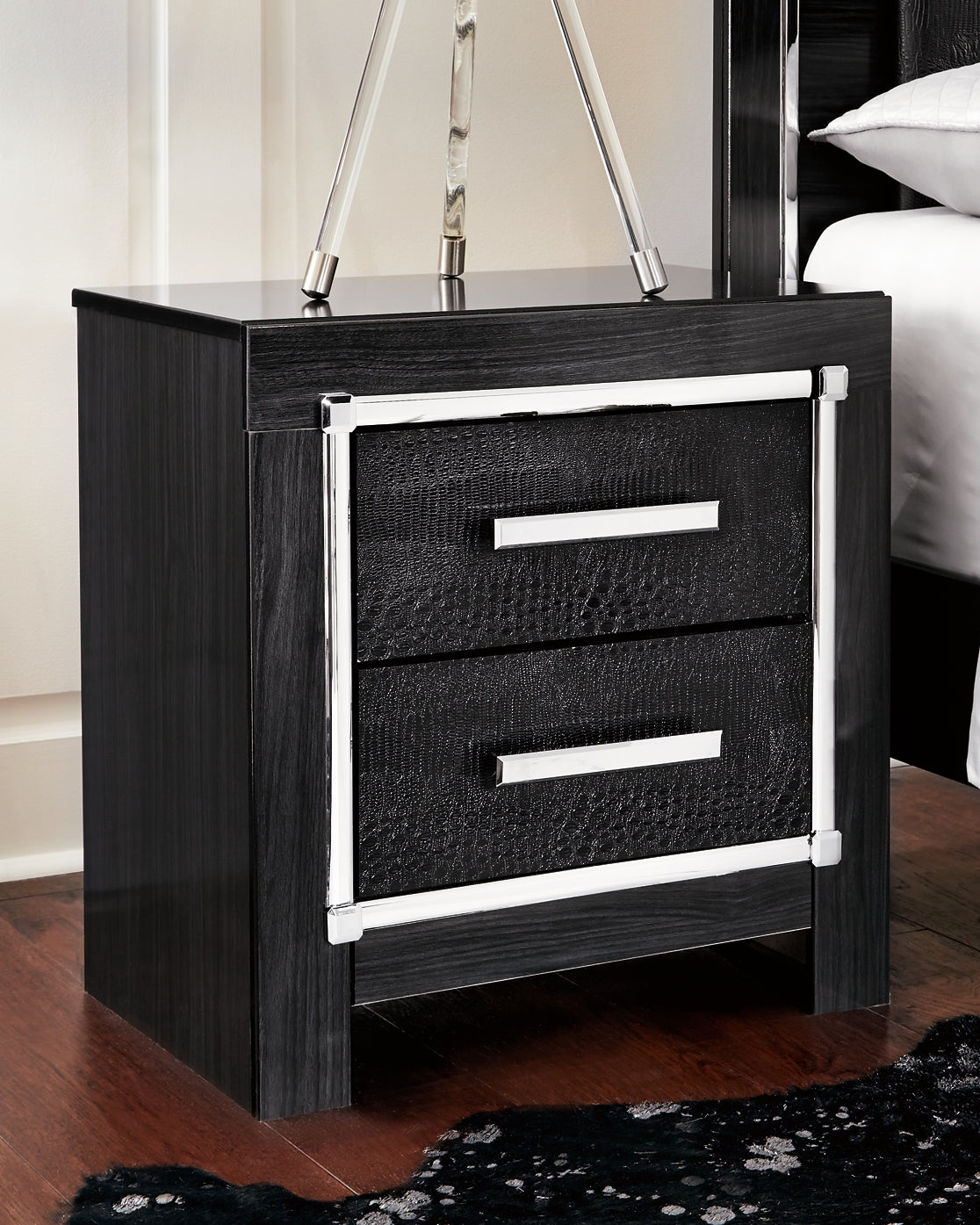 Kaydell Queen Upholstered Panel Storage Bed with Mirrored Dresser, Chest and Nightstand at Walker Mattress and Furniture Locations in Cedar Park and Belton TX.