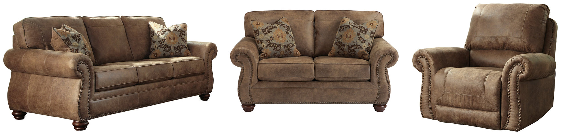 Larkinhurst Sofa, Loveseat and Recliner at Walker Mattress and Furniture Locations in Cedar Park and Belton TX.