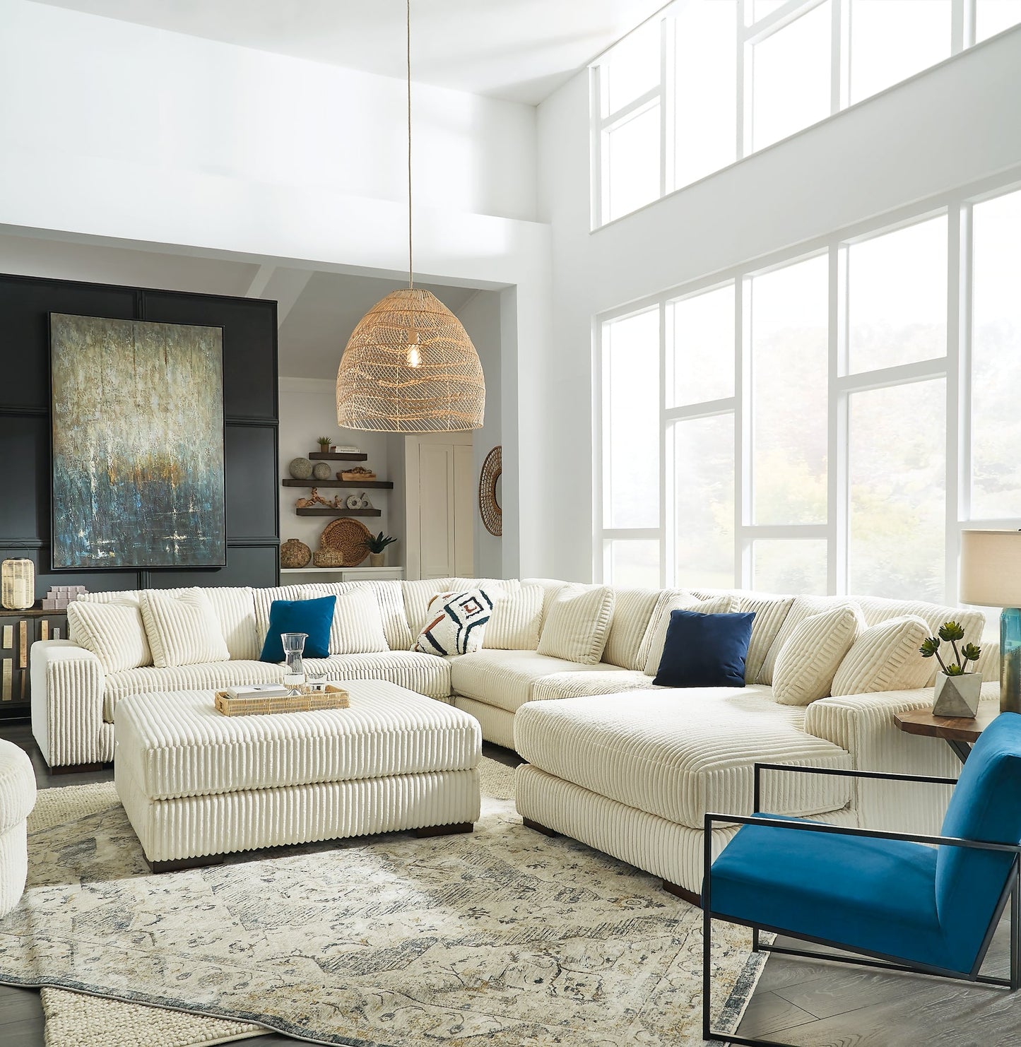 Lindyn 2-Piece Sectional with Ottoman at Walker Mattress and Furniture Locations in Cedar Park and Belton TX.