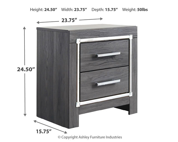 Lodanna Full Panel Bed with 2 Storage Drawers with Mirrored Dresser, Chest and 2 Nightstands at Walker Mattress and Furniture Locations in Cedar Park and Belton TX.