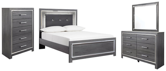 Lodanna Full Panel Bed with Mirrored Dresser and Chest at Walker Mattress and Furniture Locations in Cedar Park and Belton TX.