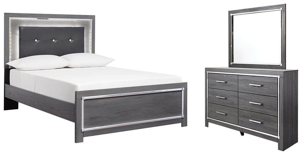 Lodanna Full Panel Bed with Mirrored Dresser at Walker Mattress and Furniture Locations in Cedar Park and Belton TX.