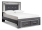 Lodanna Queen Panel Bed with 2 Storage Drawers with Mirrored Dresser and 2 Nightstands at Walker Mattress and Furniture Locations in Cedar Park and Belton TX.