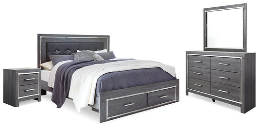 Lodanna Queen Panel Bed with Mirrored Dresser and Nightstand at Walker Mattress and Furniture Locations in Cedar Park and Belton TX.