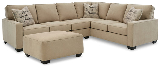 Lucina 3-Piece Sectional with Ottoman at Walker Mattress and Furniture Locations in Cedar Park and Belton TX.