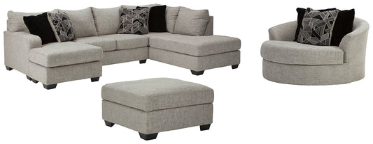 Megginson 2-Piece Sectional with Chair and Ottoman at Walker Mattress and Furniture Locations in Cedar Park and Belton TX.