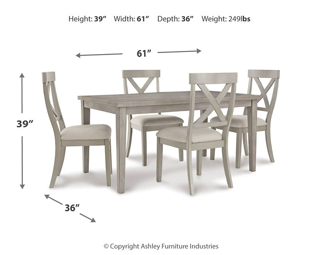 Parellen Dining Table and 4 Chairs at Walker Mattress and Furniture Locations in Cedar Park and Belton TX.