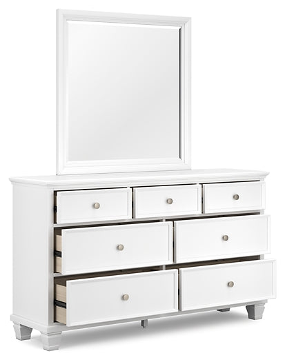 Fortman Queen Panel Bed with Mirrored Dresser, Chest and 2 Nightstands