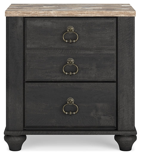 Nanforth Queen Panel Headboard with Mirrored Dresser, Chest and Nightstand